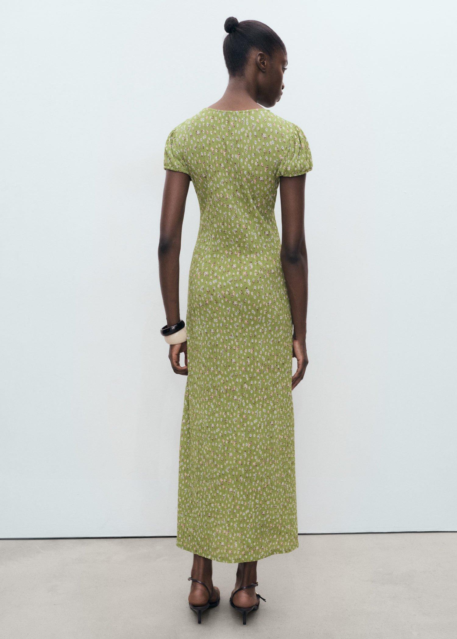 Green Side Slit Printed Dress, , large image number 1
