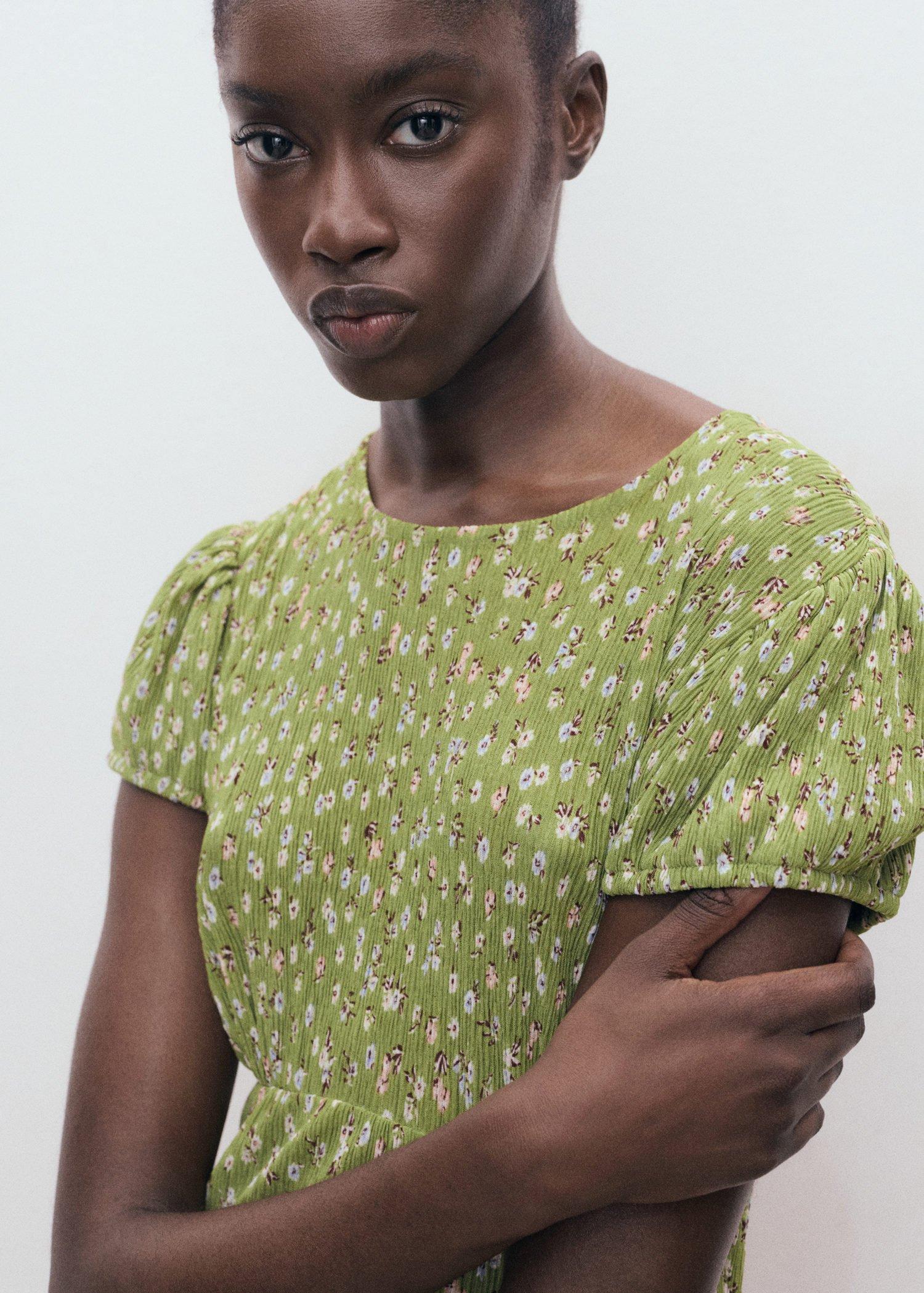 Green Side Slit Printed Dress, Green, large image number 6