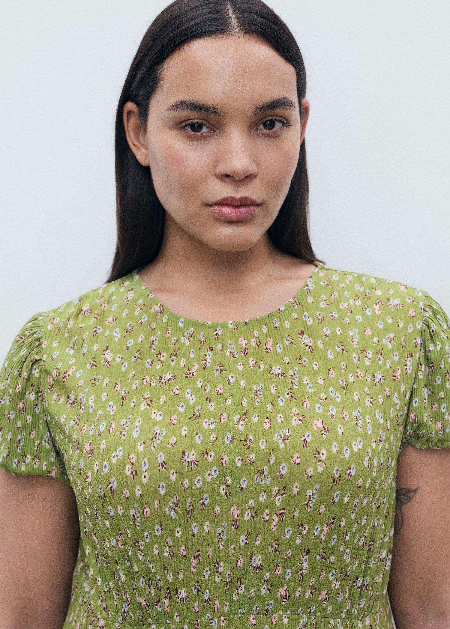 Green Side Slit Printed Dress, Green, large image number 8