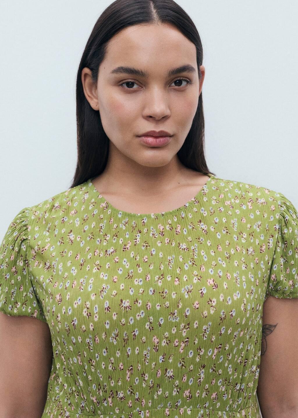 Green Side Slit Printed Dress, Green, large image number 11