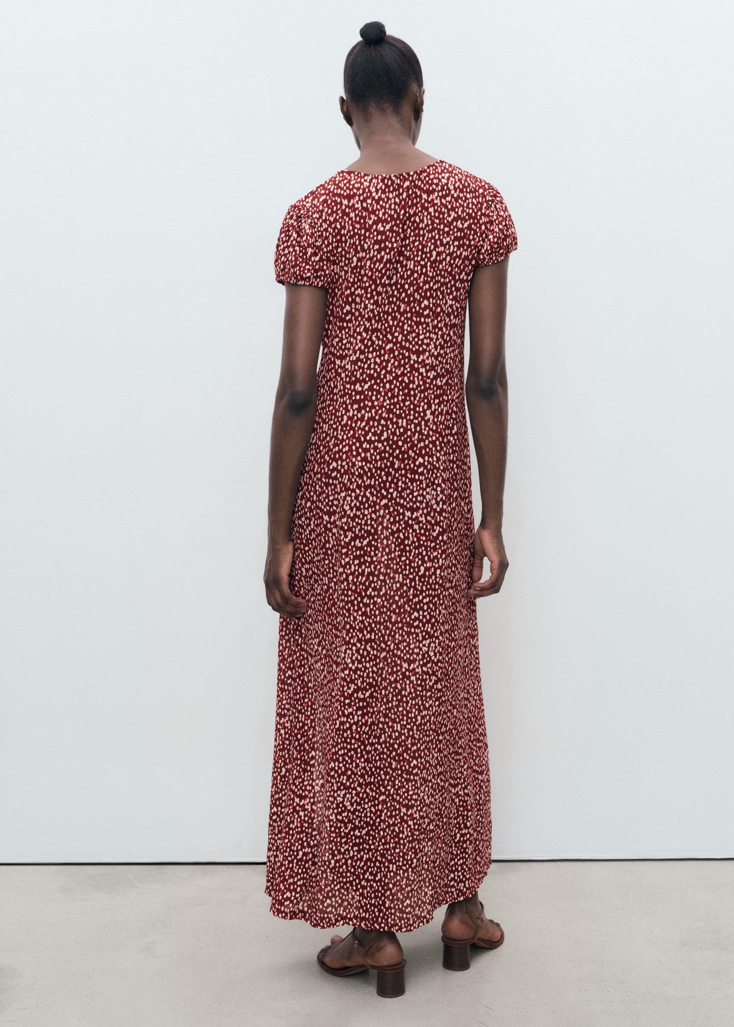 Red Side Slit Printed Dress, , large image number 1