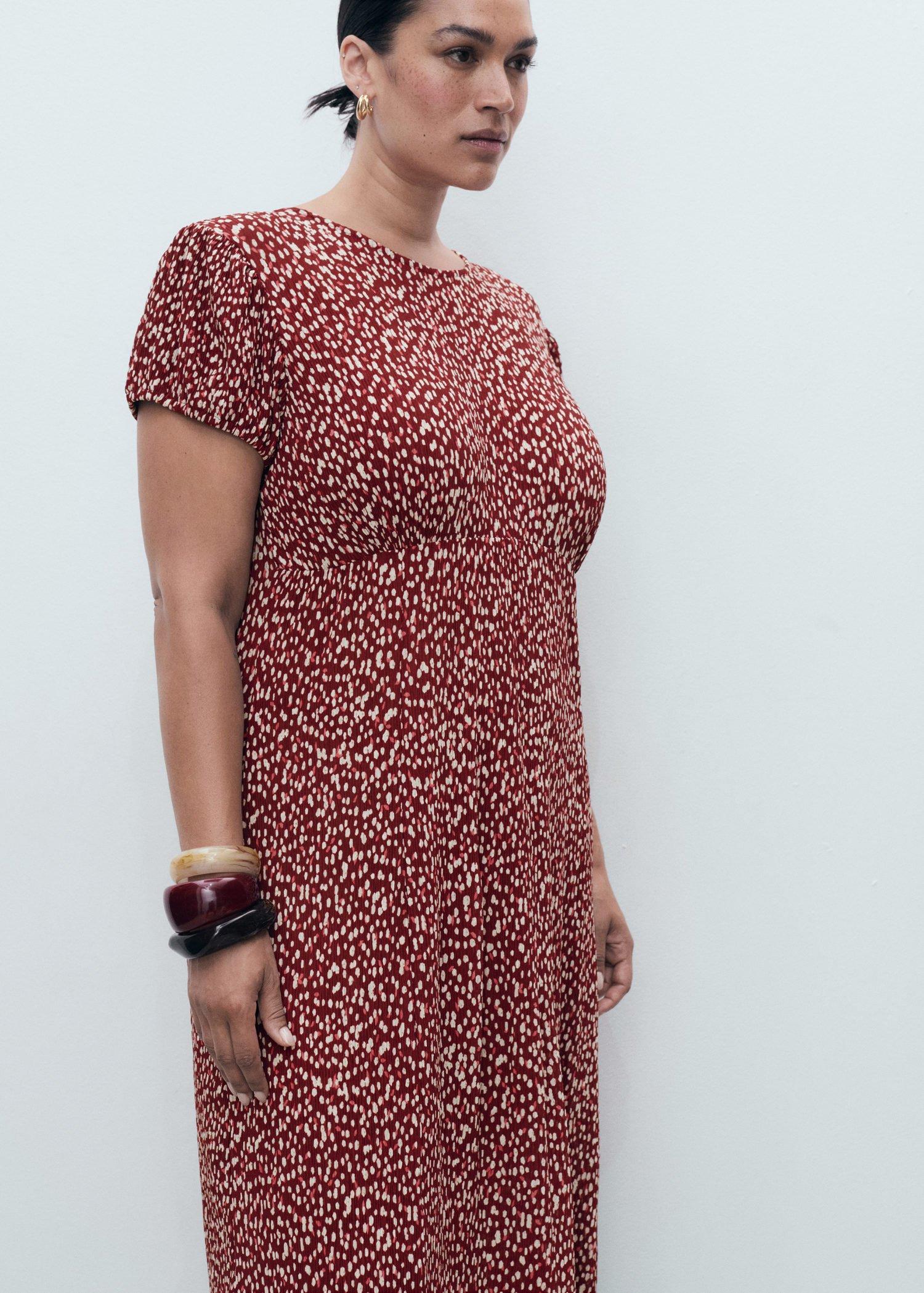 Red Side Slit Printed Dress, , large image number 3