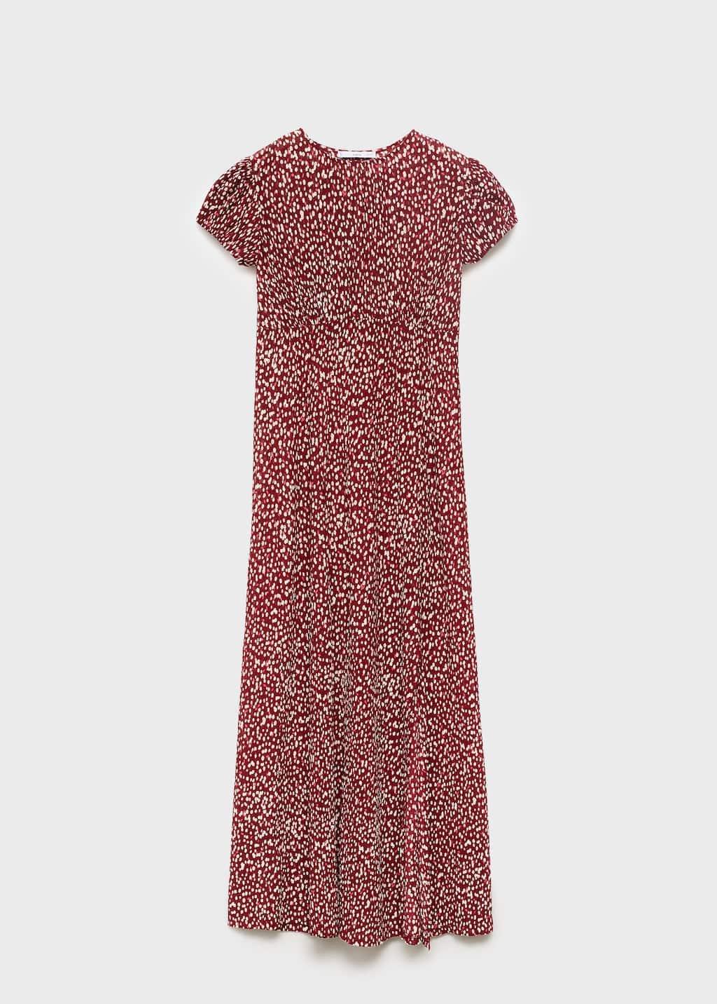 Red Side Slit Printed Dress, Dark Red, large image number 7