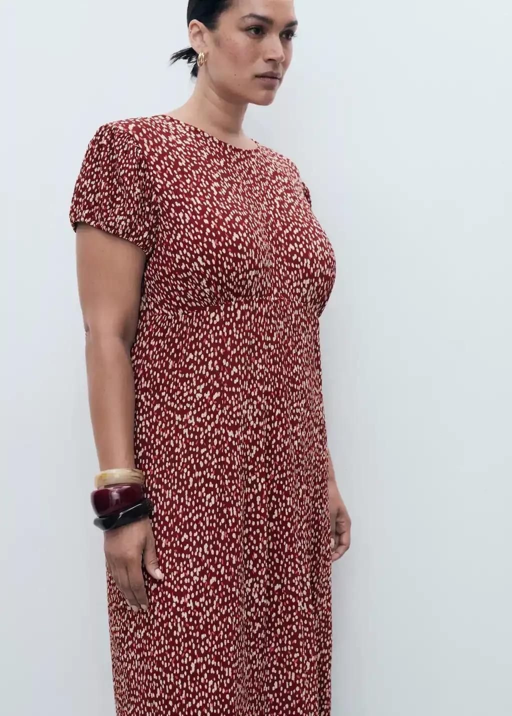Red Side Slit Printed Dress, Dark Red, large image number 11