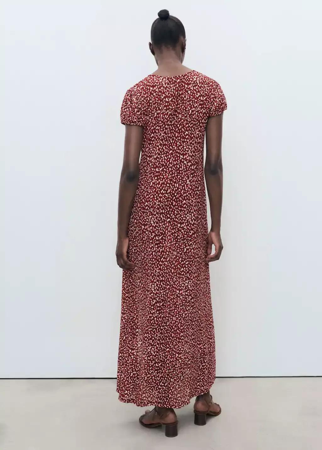Red Side Slit Printed Dress, Dark Red, large image number 14