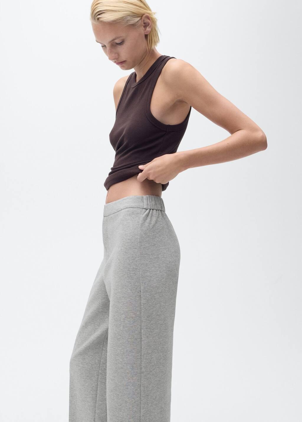Grey Straight-fit trousers with elastic waist, Medium Grey, large image number 2