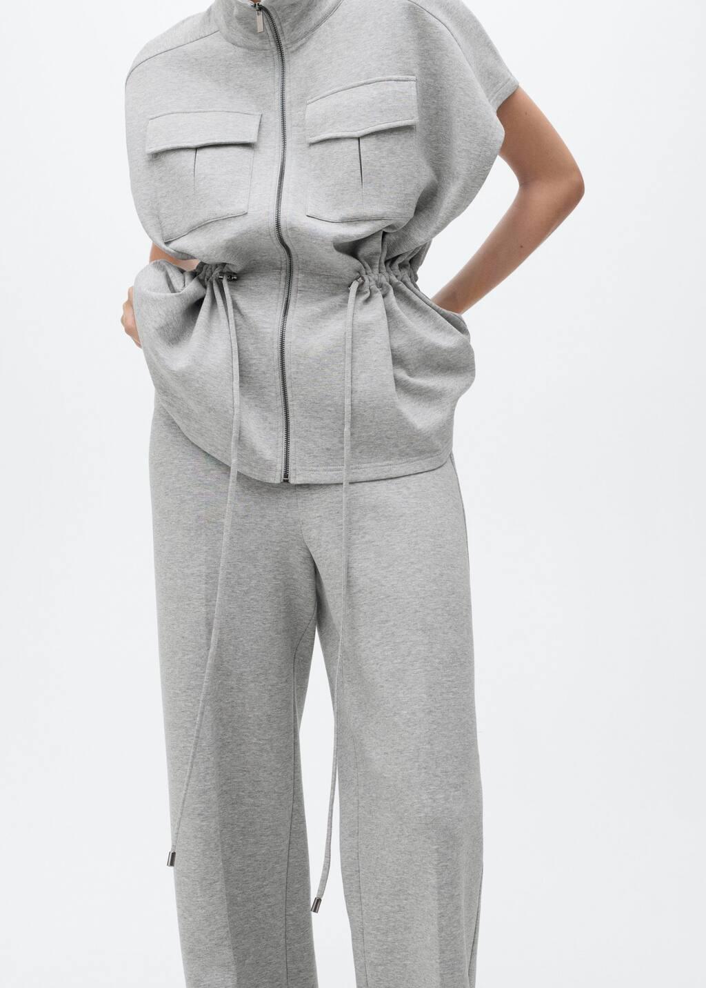 Grey Straight-fit trousers with elastic waist, Medium Grey, large image number 3