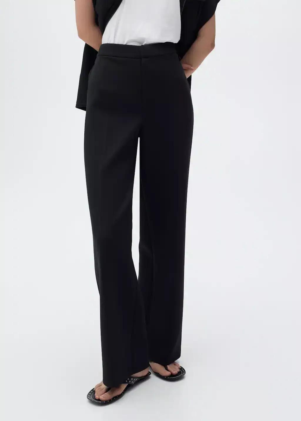 BLACK Straight-fit trousers with elastic waist, Black, large image number 1