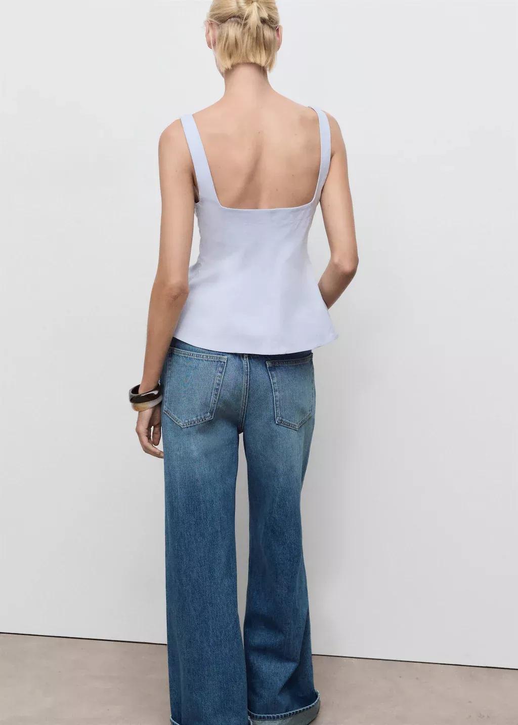 Blue Cotton A-Line Top, , large image number 4
