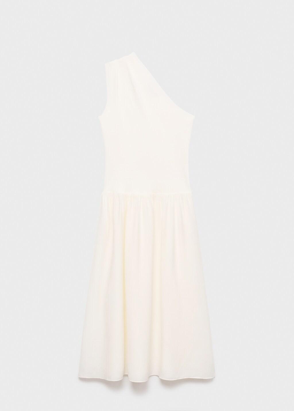 Beige Asymmetrical Combined Fabric Dress, , large image number 8