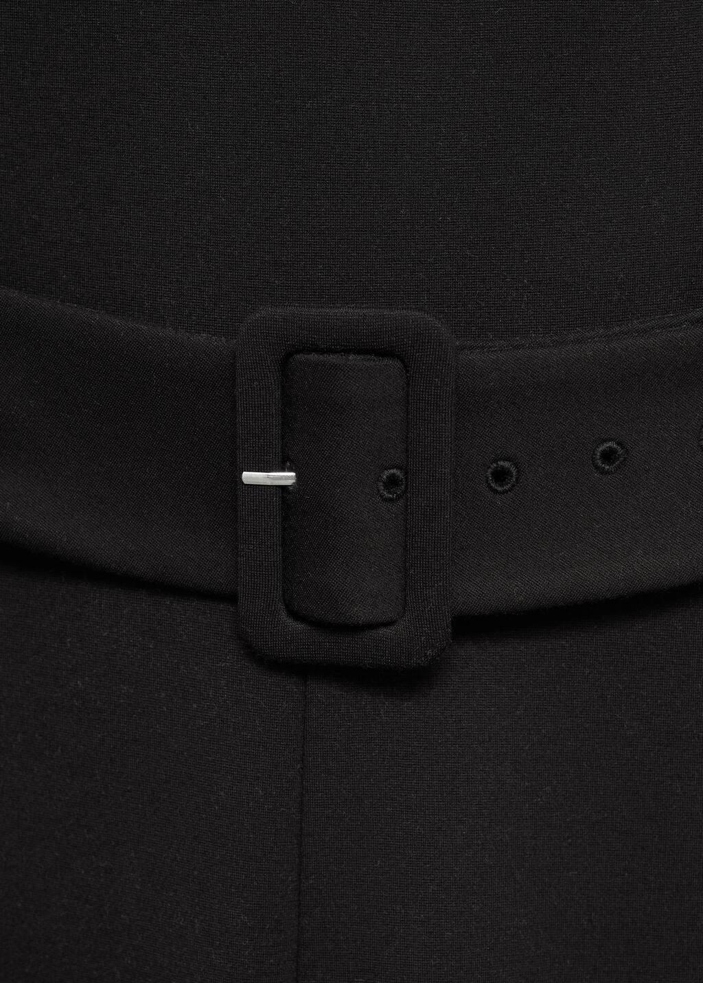 Black Long Jumpsuit With Belt And Buckle, , large image number 4