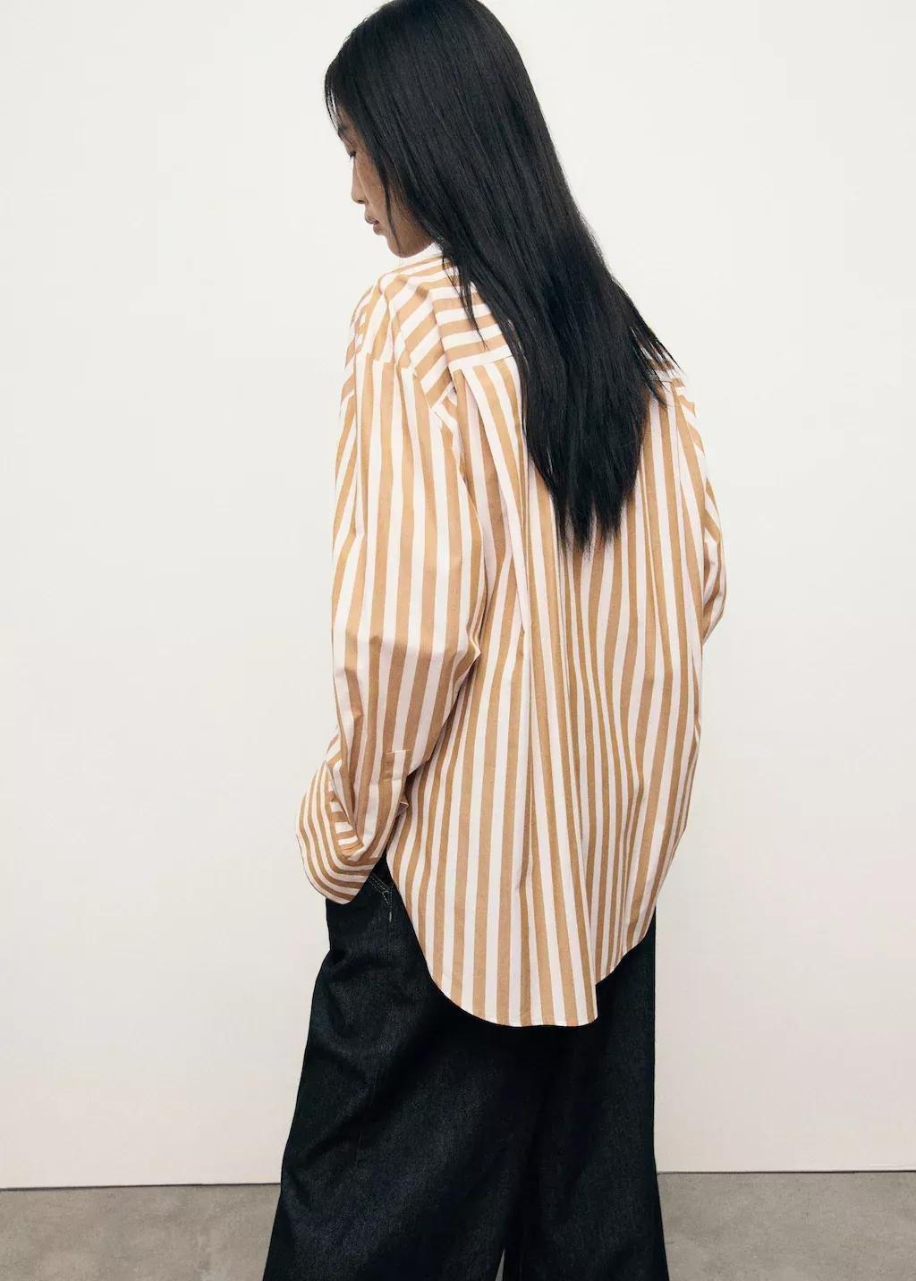 NATURAL WHITE Oversize striped shirt, Natural White, large image number 4