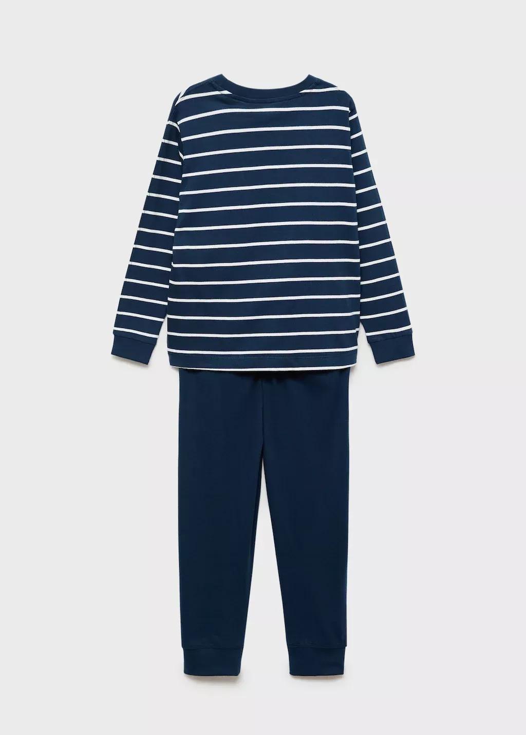Navy Striped Long Pyjamas, Kids Boy, Navy, large image number 3
