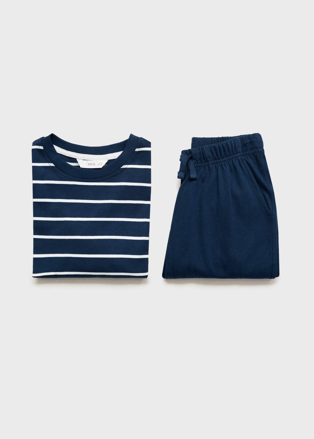 Navy Striped Long Pyjamas, Kids Boy, Navy, large image number 4