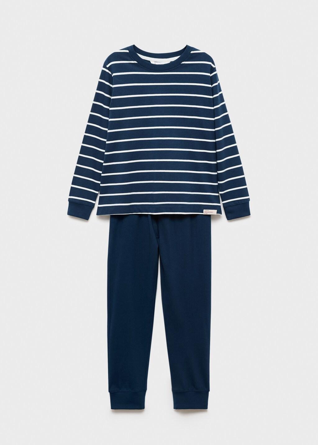 Navy Striped Long Pyjamas, Kids Boy, Navy, large image number 6