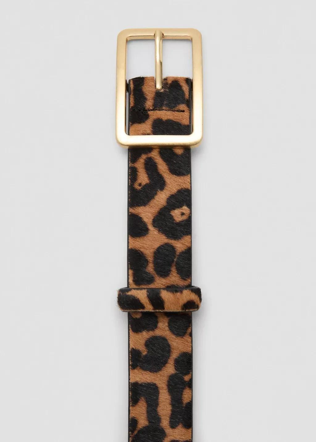 Brown Animal Print Leather Belt, , large image number 1