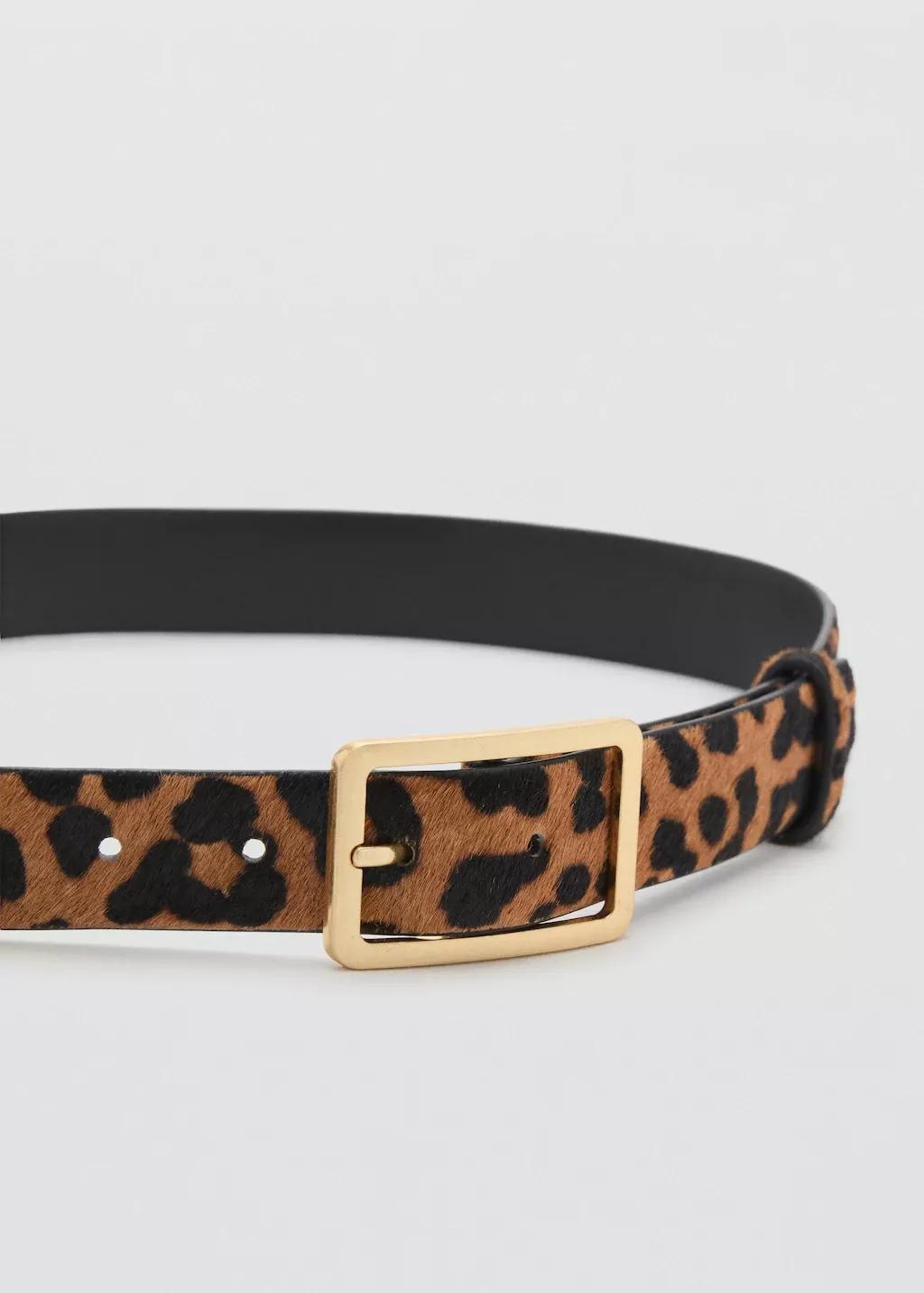 Brown Animal Print Leather Belt, , large image number 2