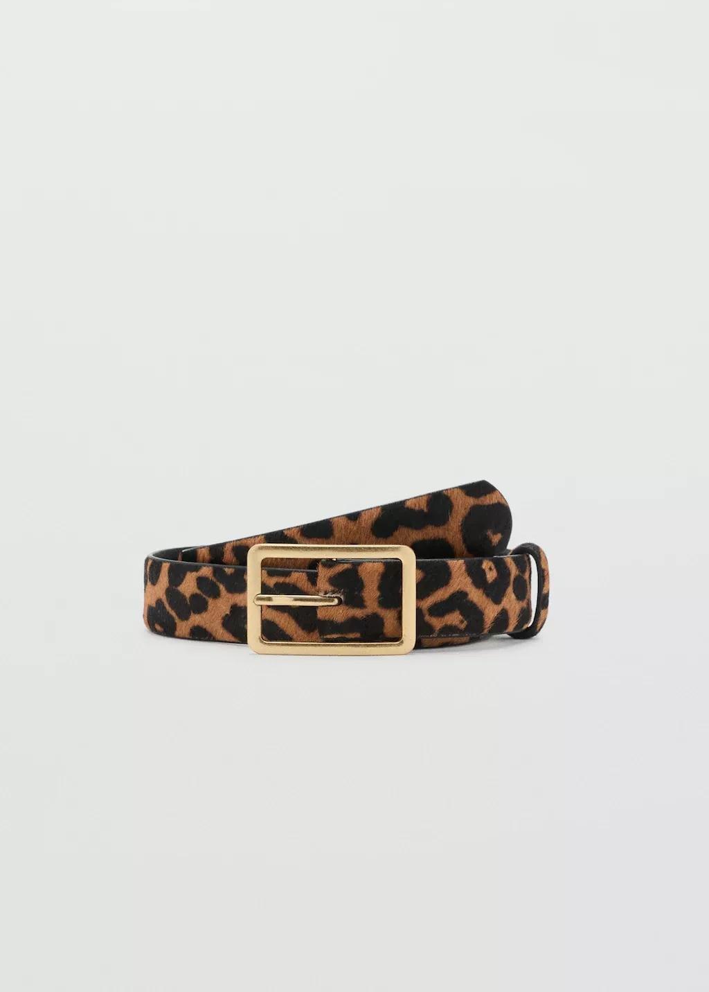 Brown Animal Print Leather Belt, , large image number 5