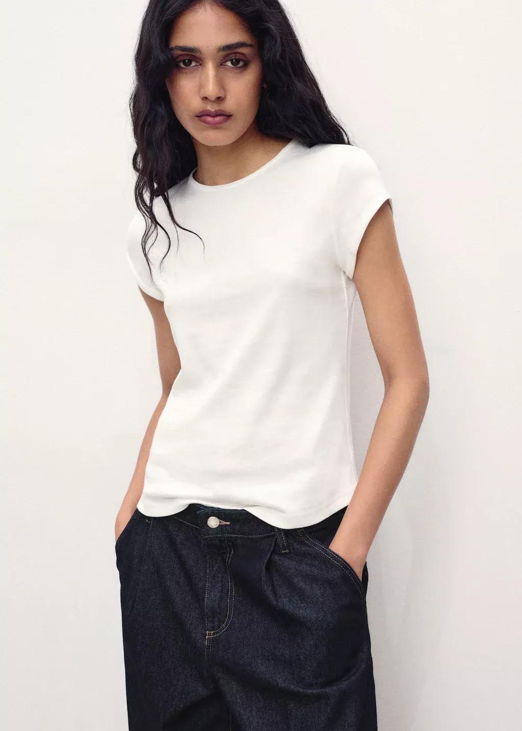 White Short-Sleeved Cotton T-Shirt, , large image number 0