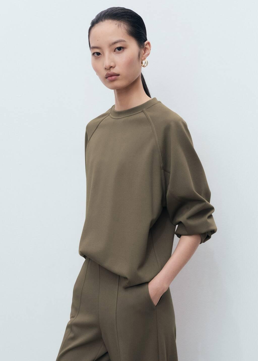 Brown Crew Neck Sweatshirt, Medium Brown, large image number 1