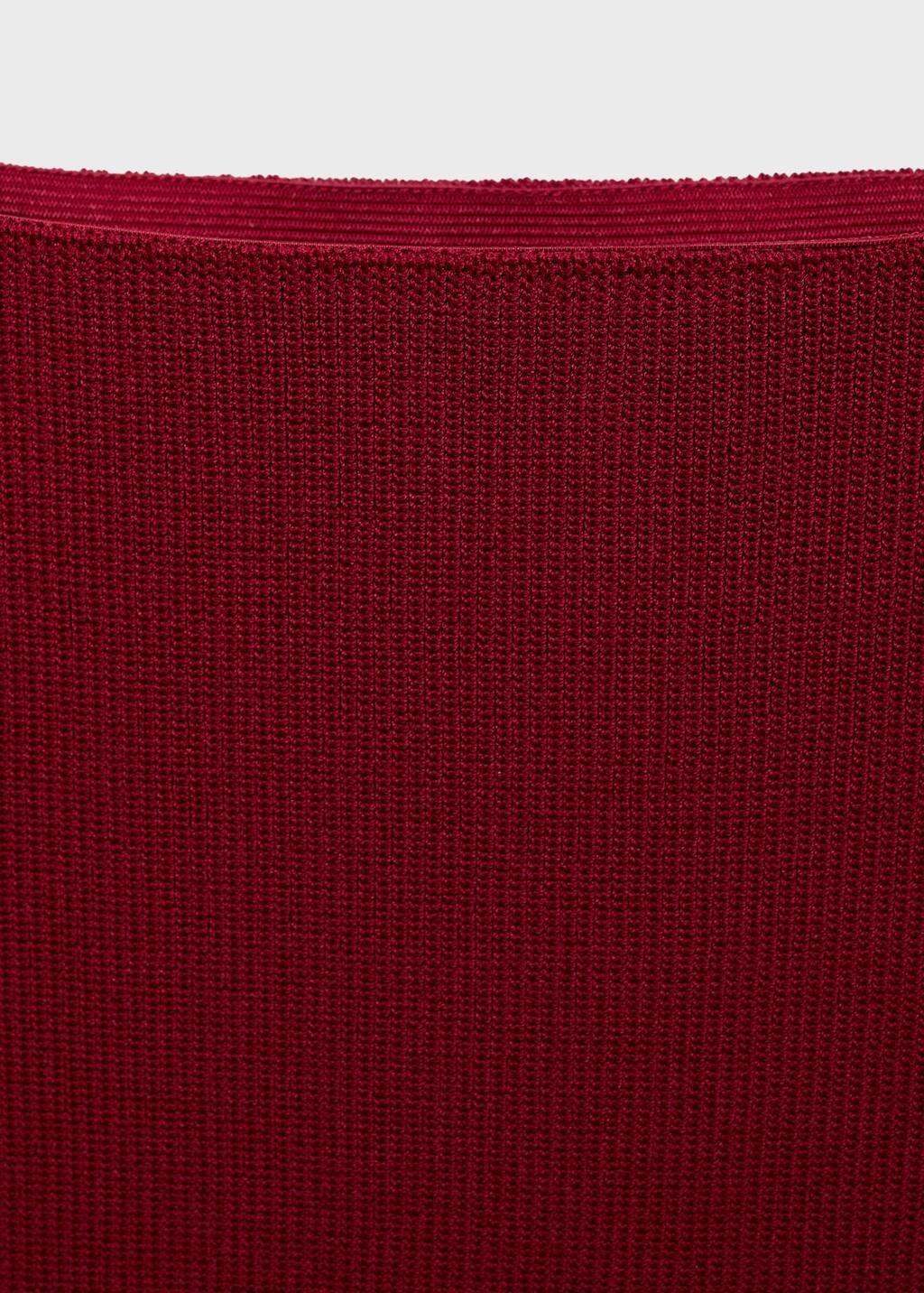 Red Fine Knit Midi Skirt, Dark Red, large image number 4