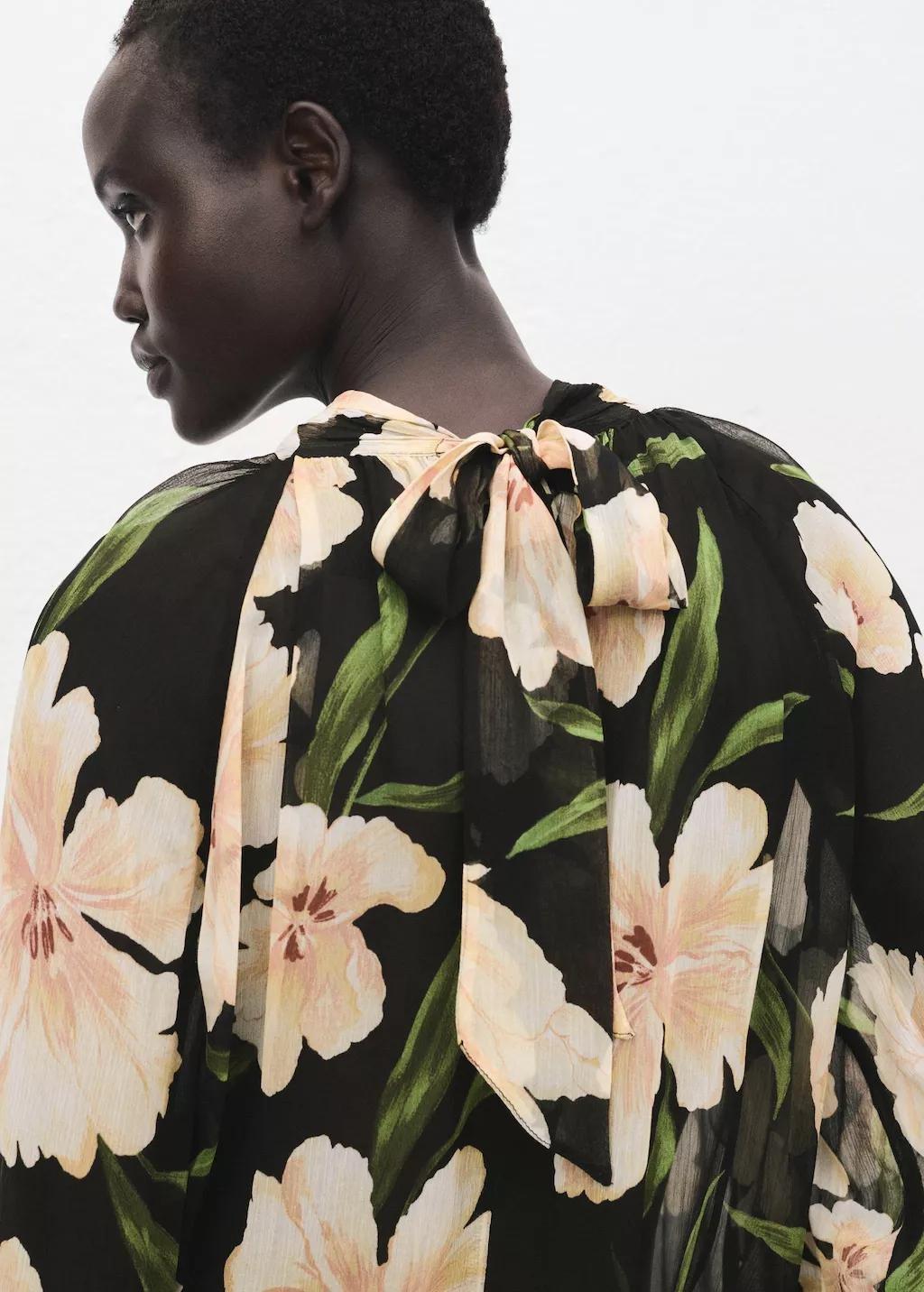 Black Semi-Transparent Floral Blouse, , large image number 11