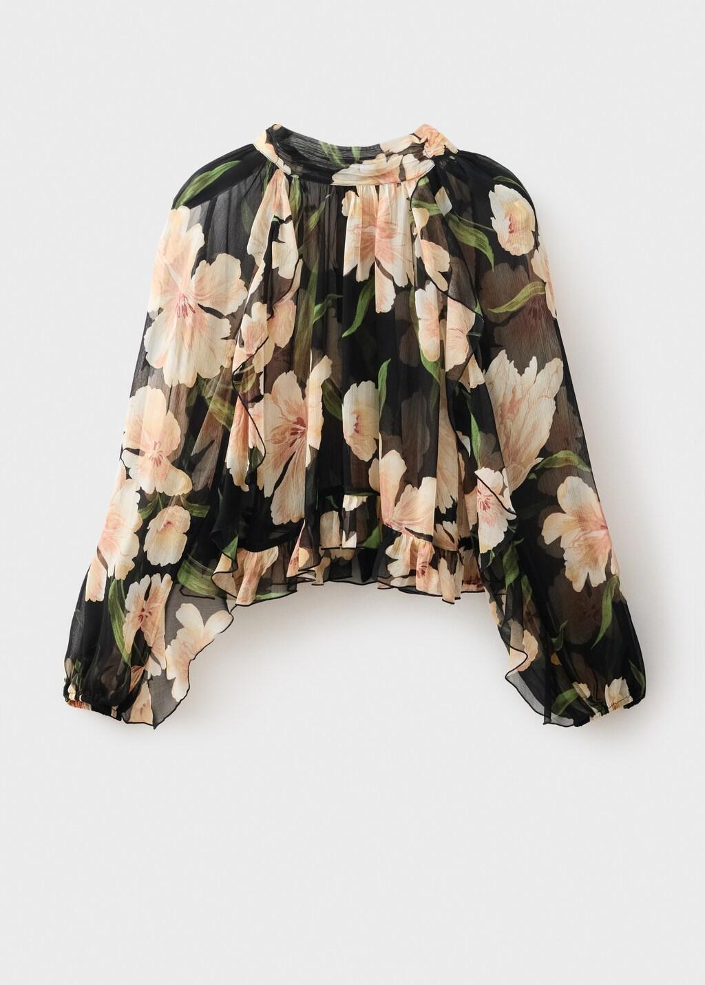 Black Semi-Transparent Floral Blouse, , large image number 12
