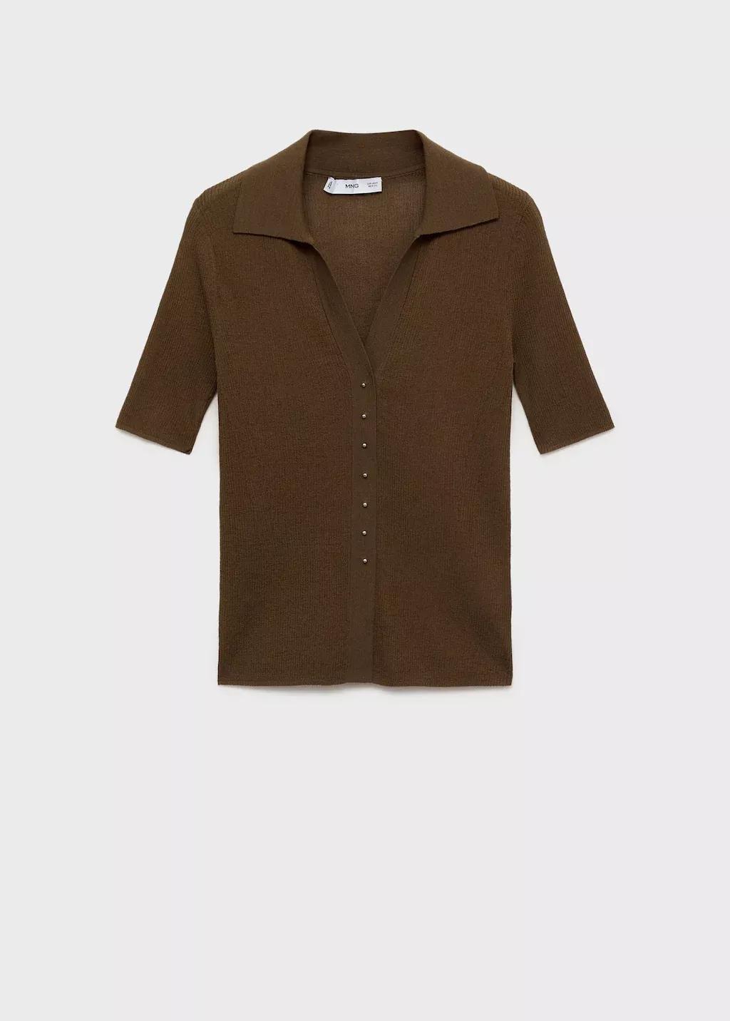 Brown Ribbed Polo-Neck Sweater, , large image number 3