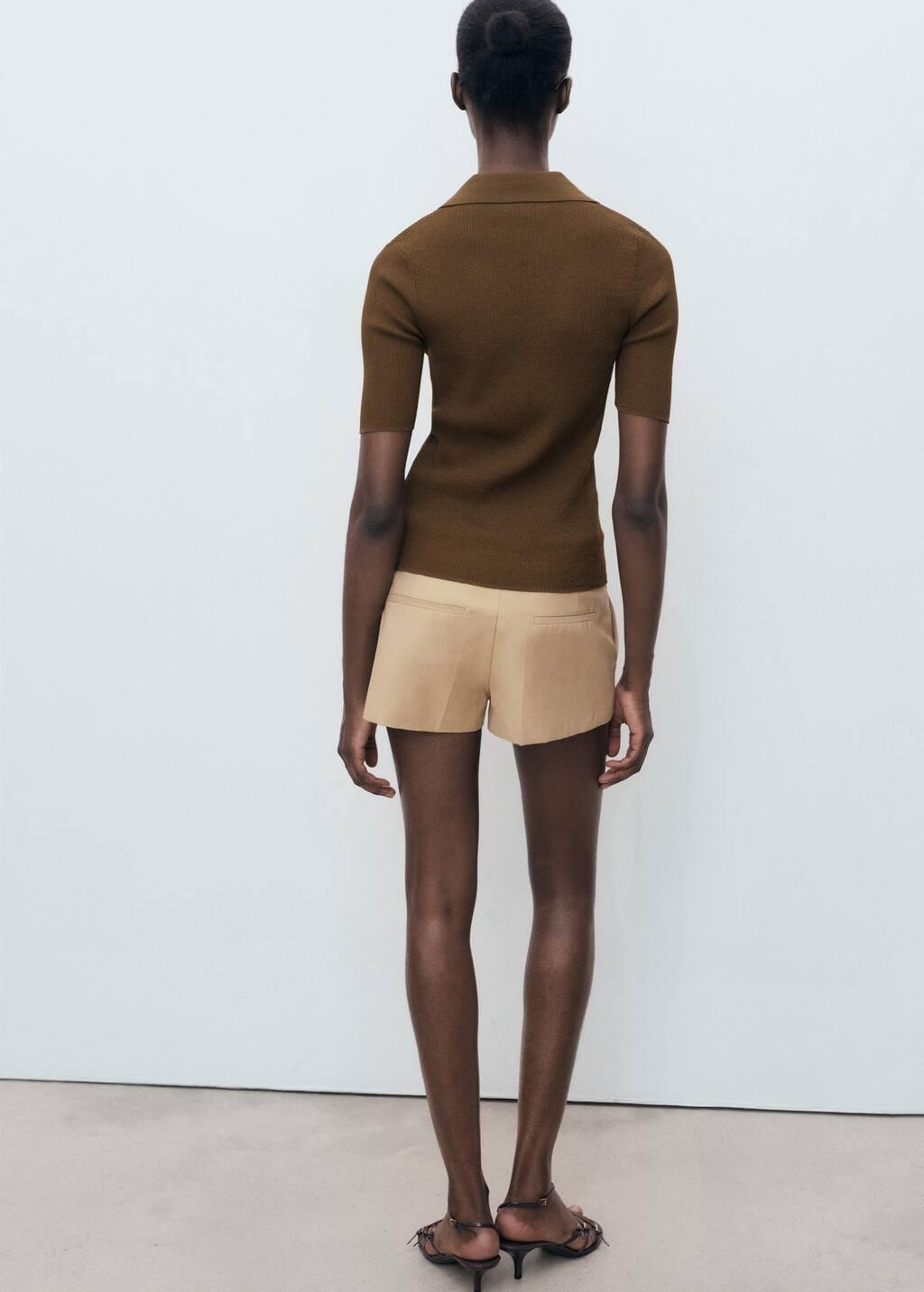 Brown Ribbed Polo-Neck Sweater, , large image number 6