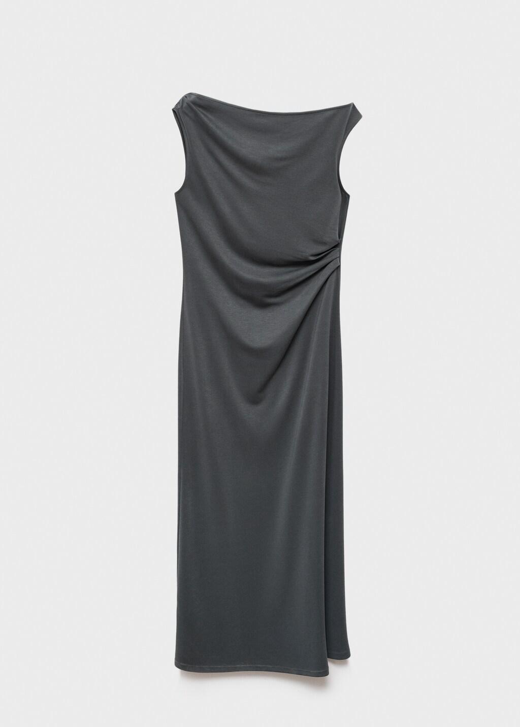 Grey Asymmetrical Pleated Dress, , large image number 8