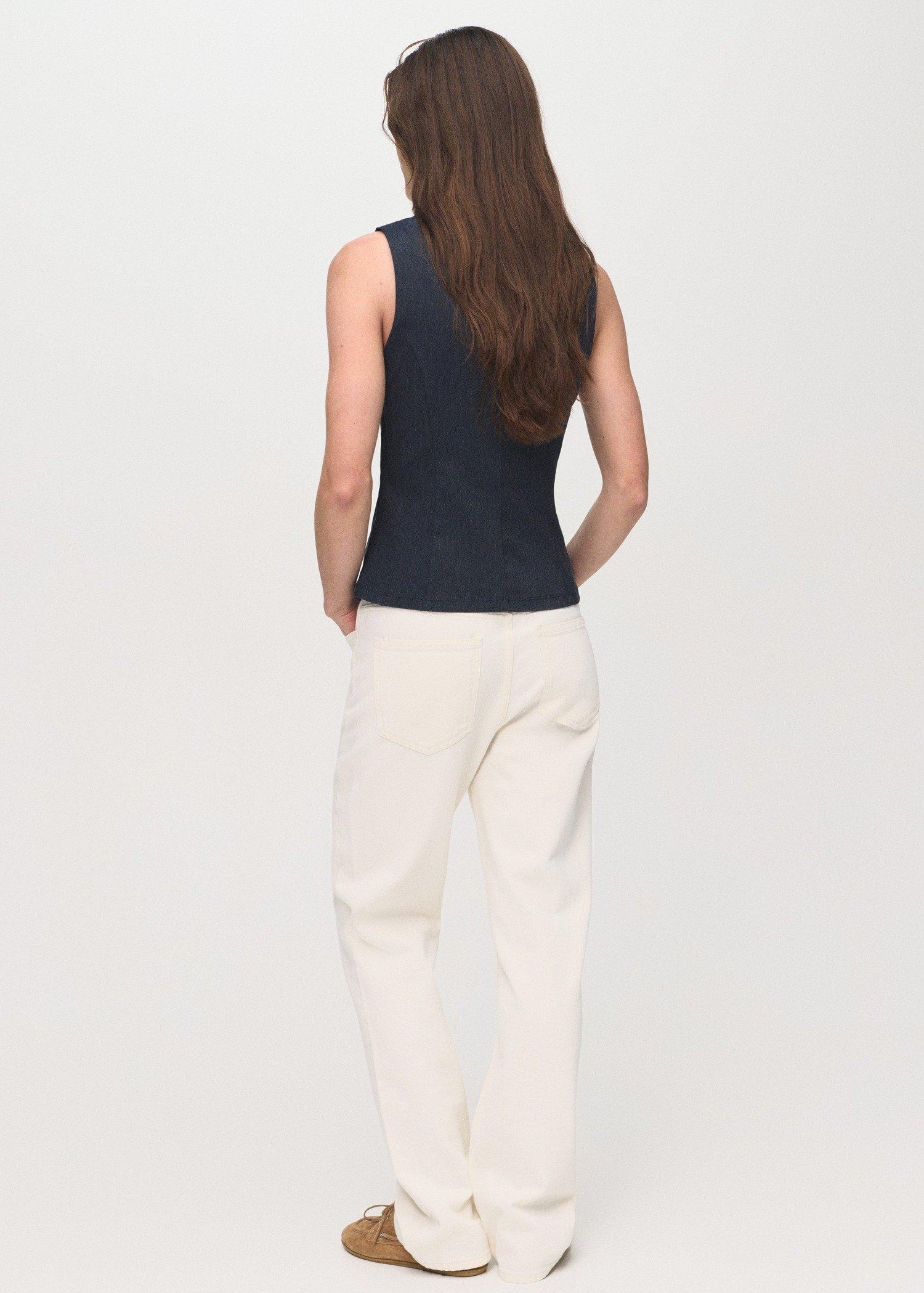Blue Denim-effect top with bows, , large image number 4