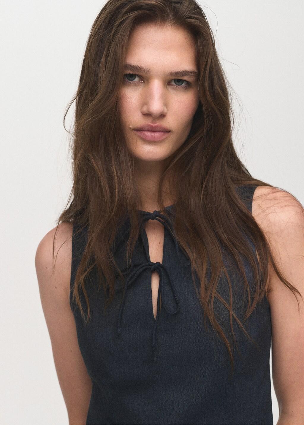 Blue Denim-effect top with bows, , large image number 9