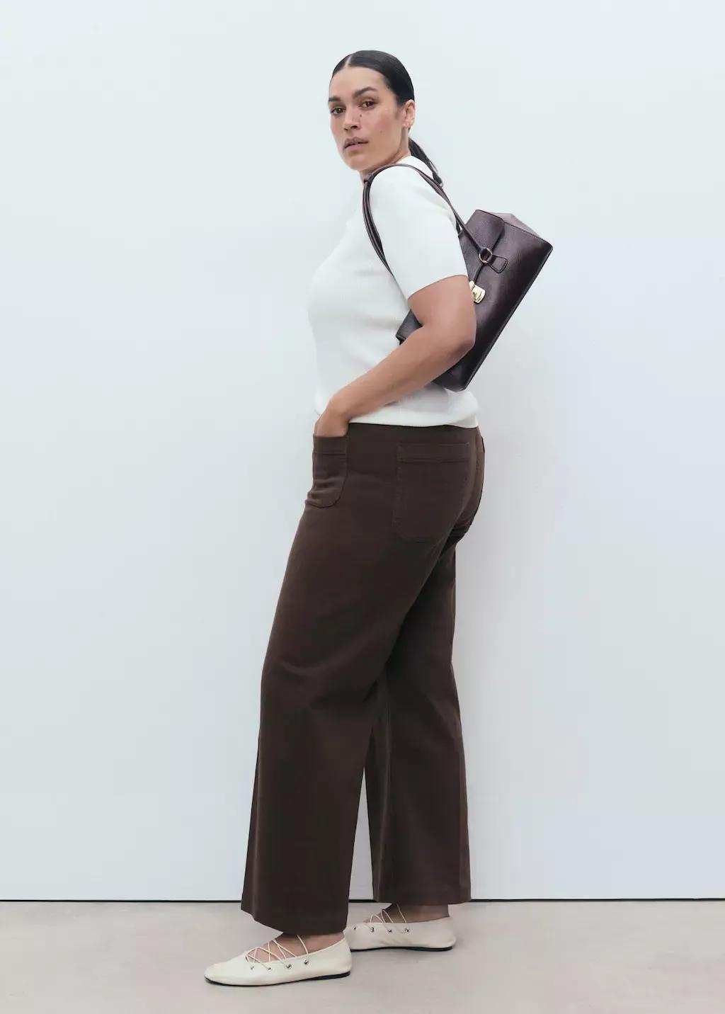 Brown Wide Leg Jeans With Pockets, , large image number 2