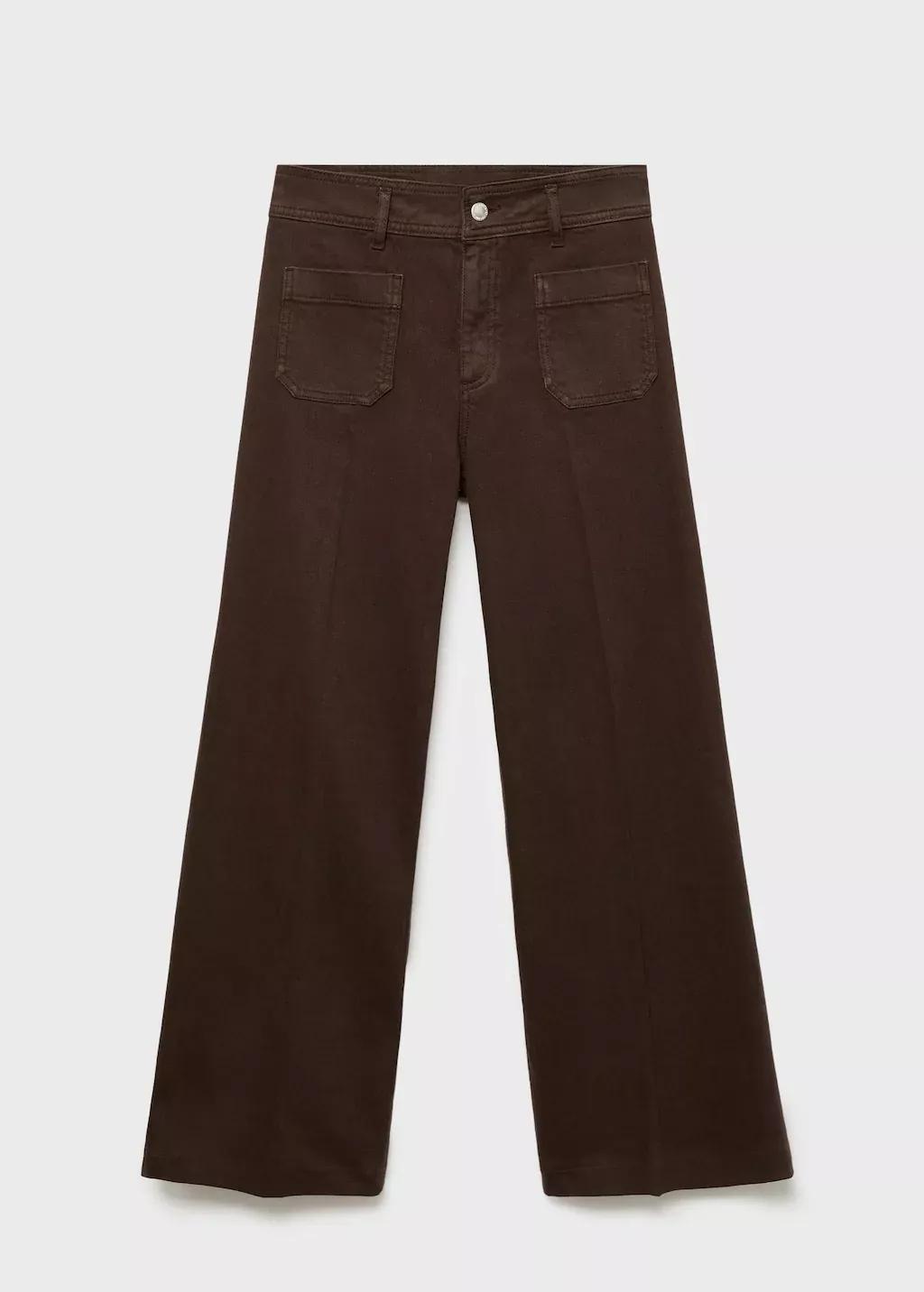Brown Wide Leg Jeans With Pockets, , large image number 3