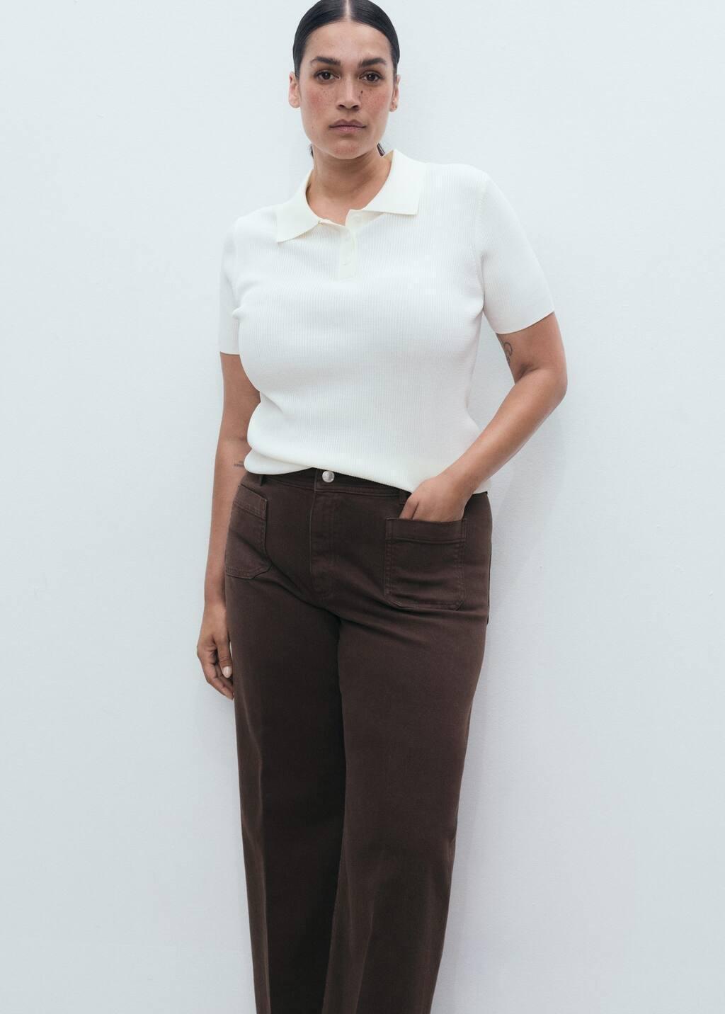 Brown Wide Leg Jeans With Pockets, , large image number 5