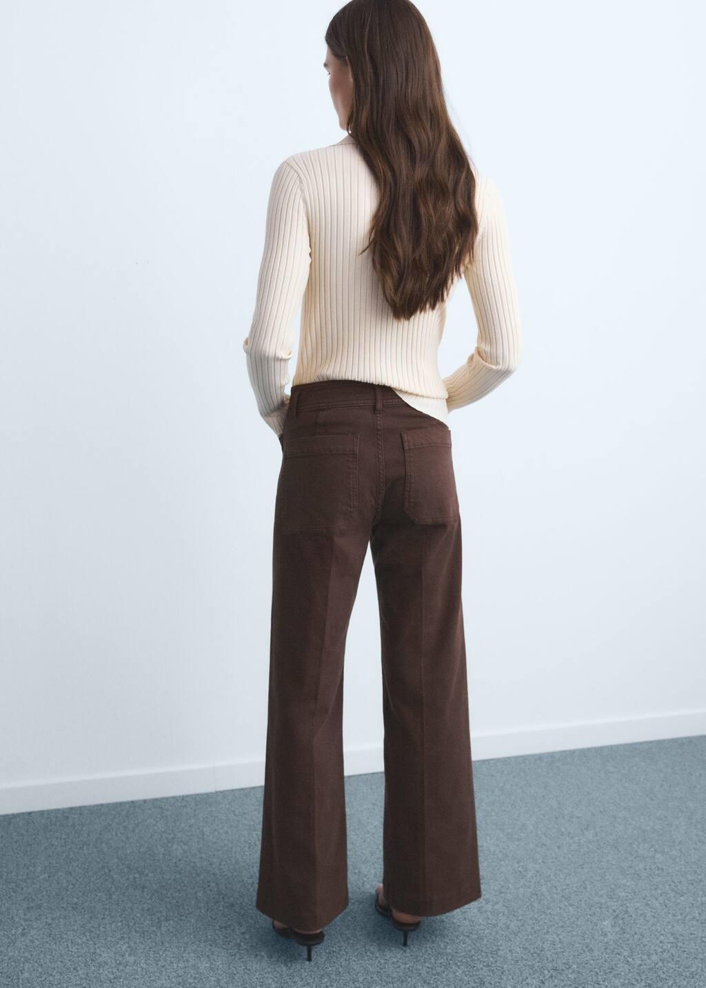 Brown Wide Leg Jeans With Pockets, , large image number 7