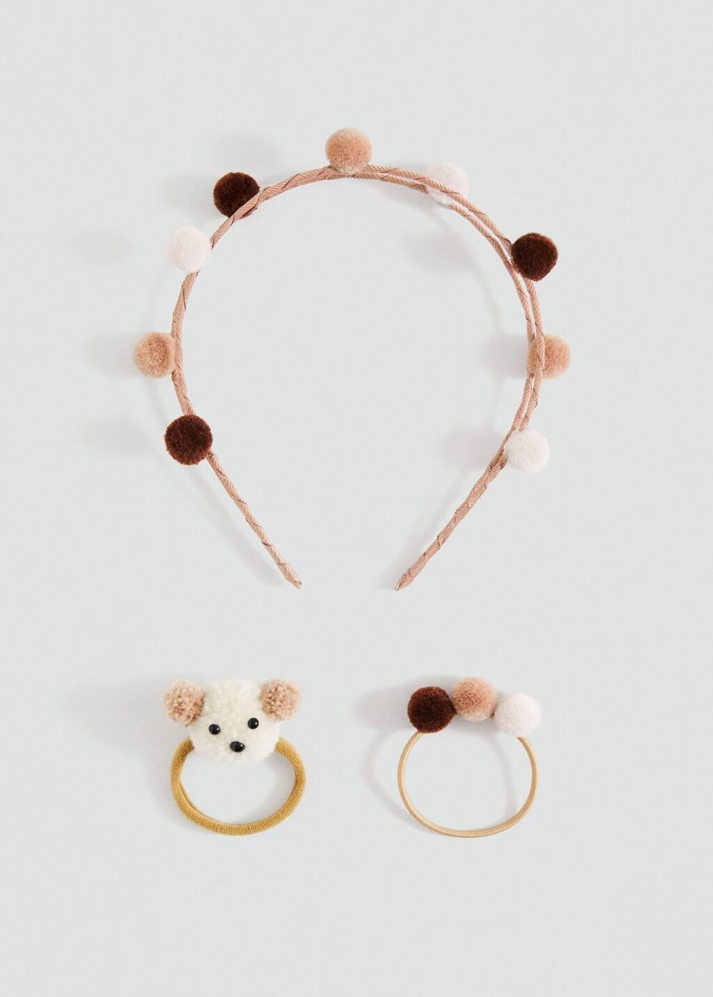 Brown Lt Pastel Headband And Scrunchie Set, Kids Girl, Light Pastel Brown, large image number 2