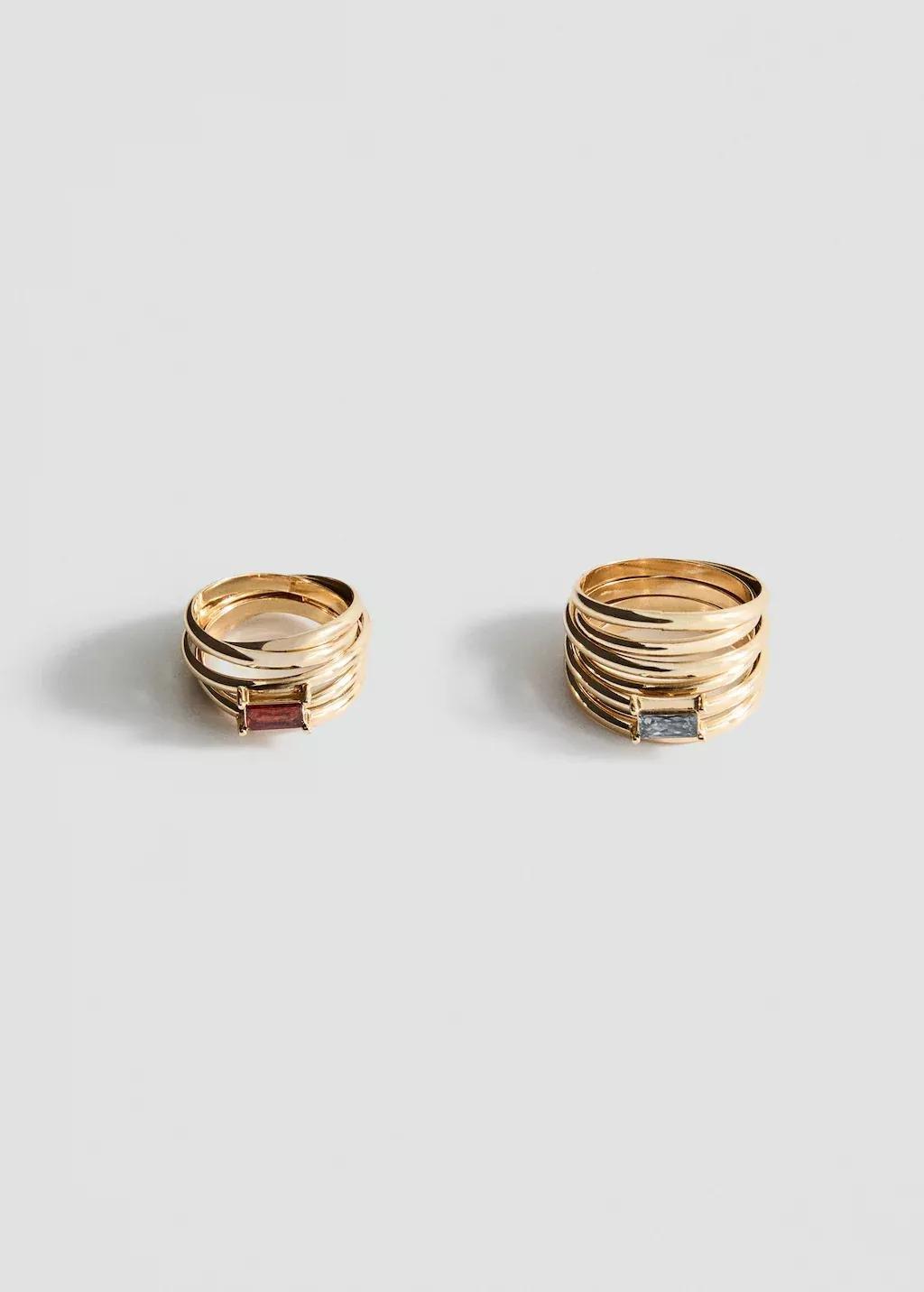 Gold Set Of 2 Combined Rings, , large image number 1