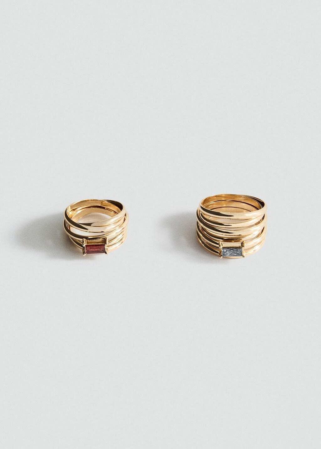 GOLD Set of 2 combined rings, Gold, large image number 3