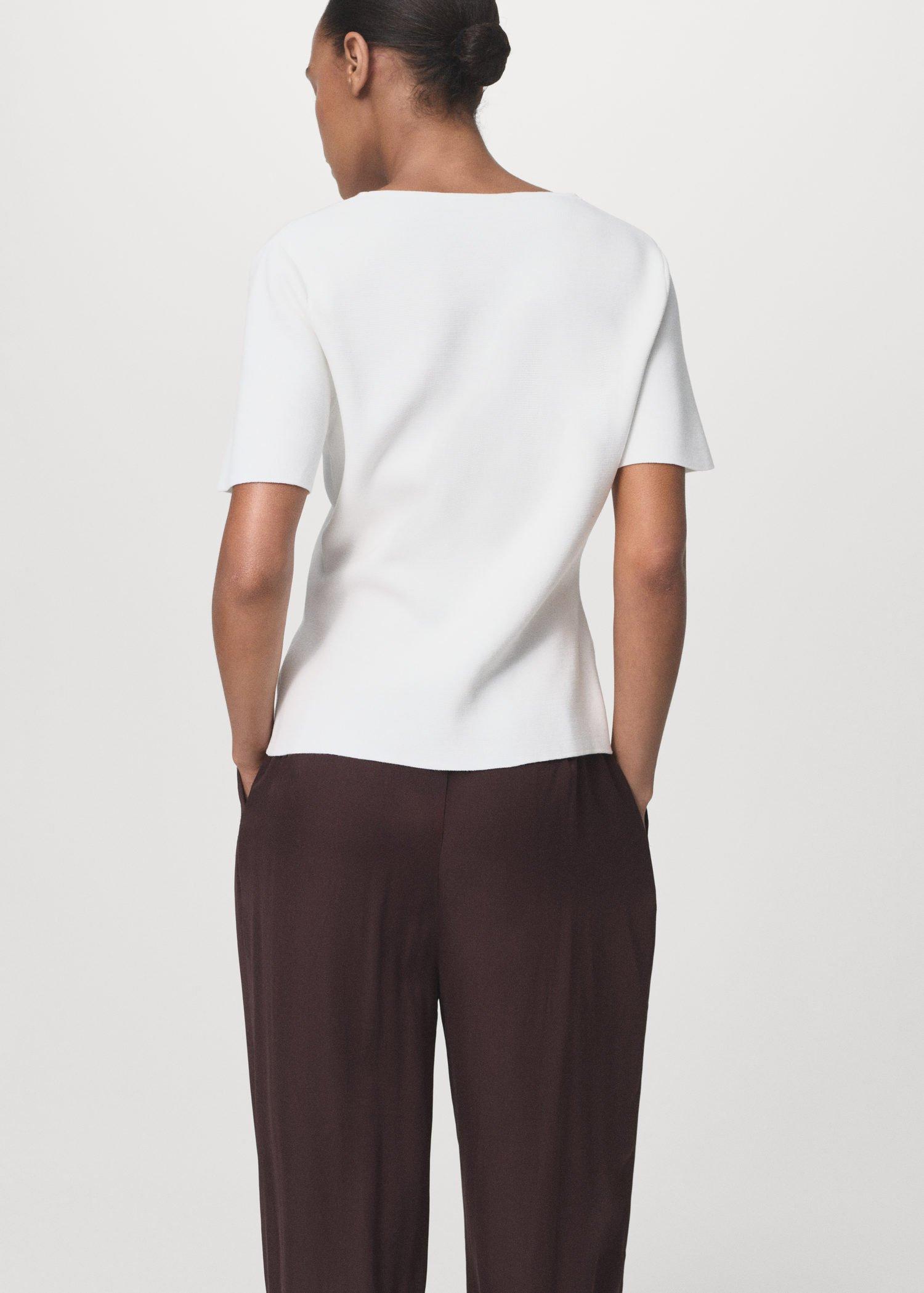 WHITE Knitted cardigan with jewel button, 0201_01, large image number 4