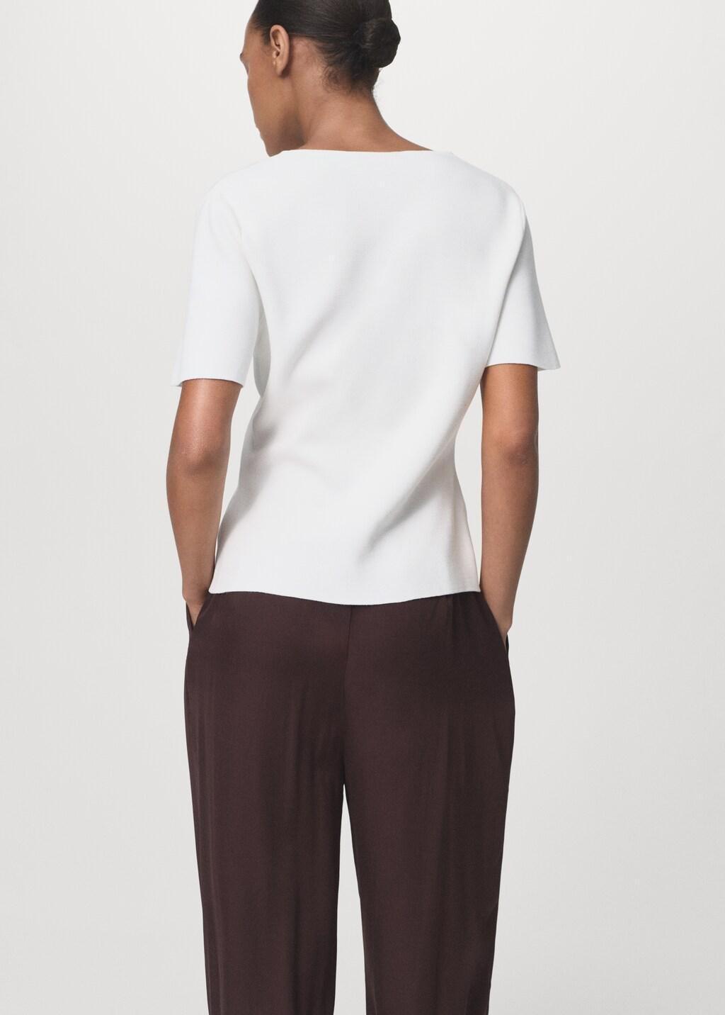 WHITE Knitted cardigan with jewel button, 0201_01, large image number 5