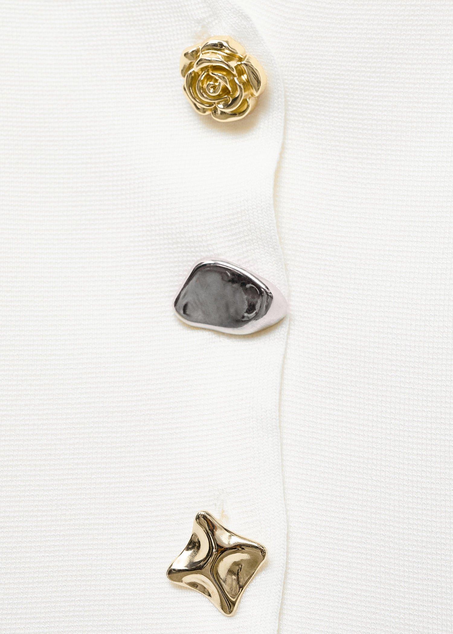 WHITE Knitted cardigan with jewel button, 0201_01, large image number 8