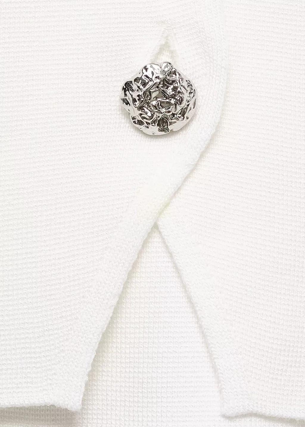 WHITE Knitted cardigan with jewel button, 0201_01, large image number 12