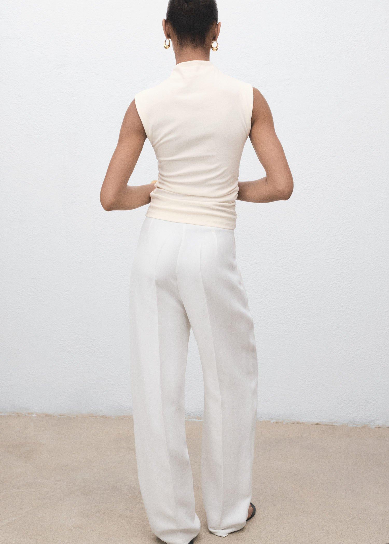 NATURAL WHITE Ruched fitted top, 0201_02, large image number 6