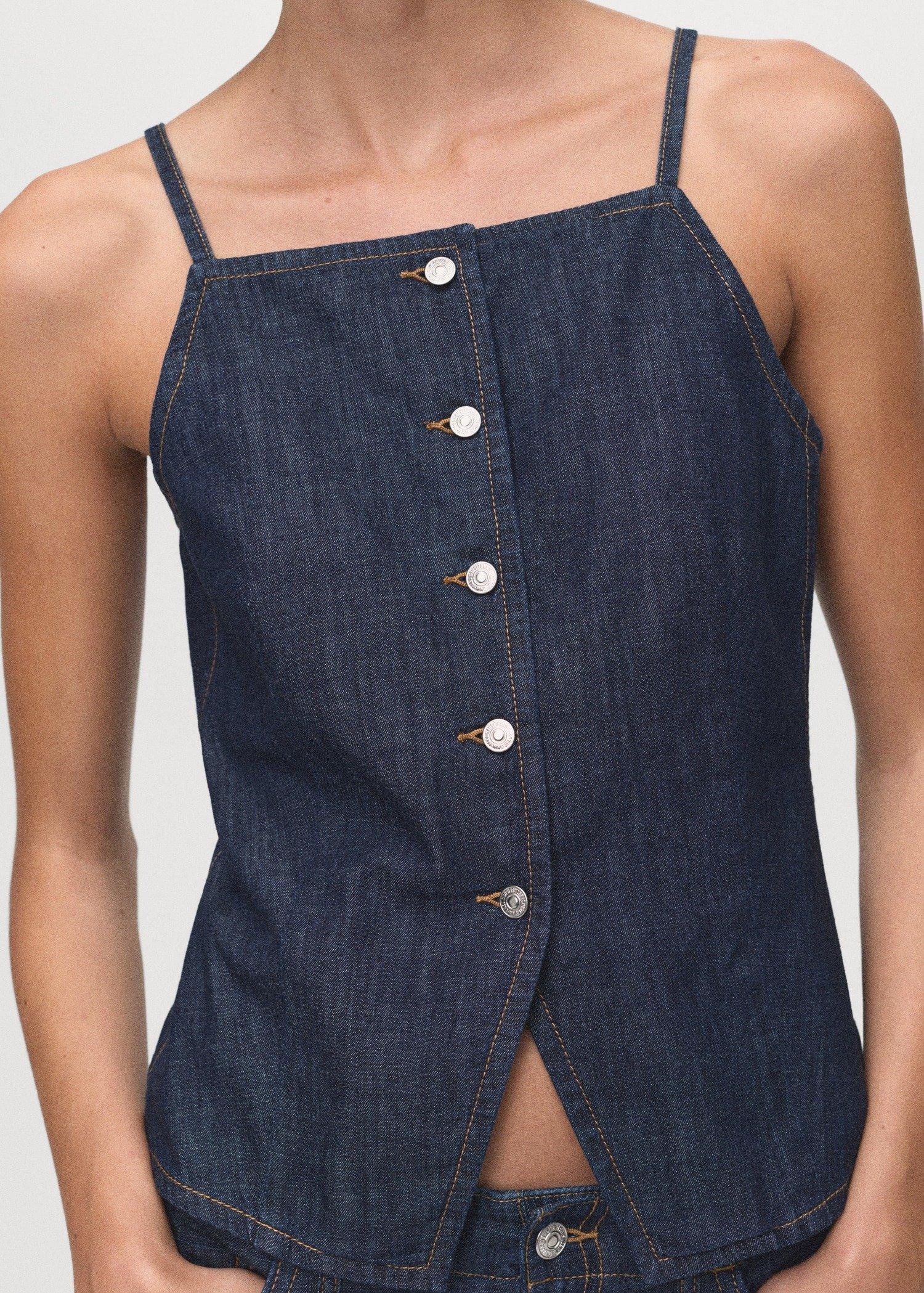 Blue Buttoned Denim Top, , large image number 0