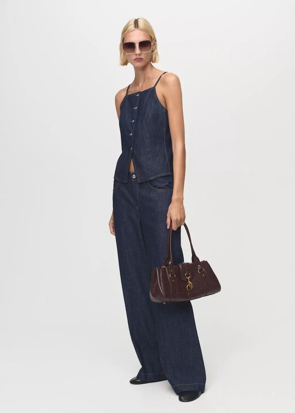 Blue Buttoned Denim Top, , large image number 1