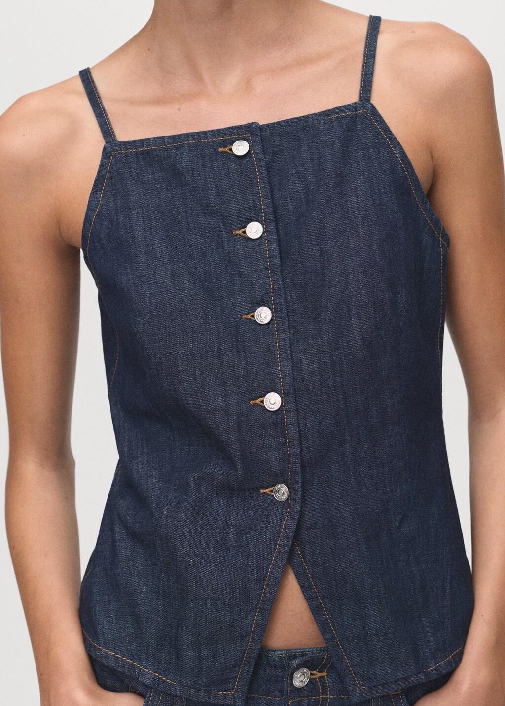 Blue Buttoned Denim Top, , large image number 7