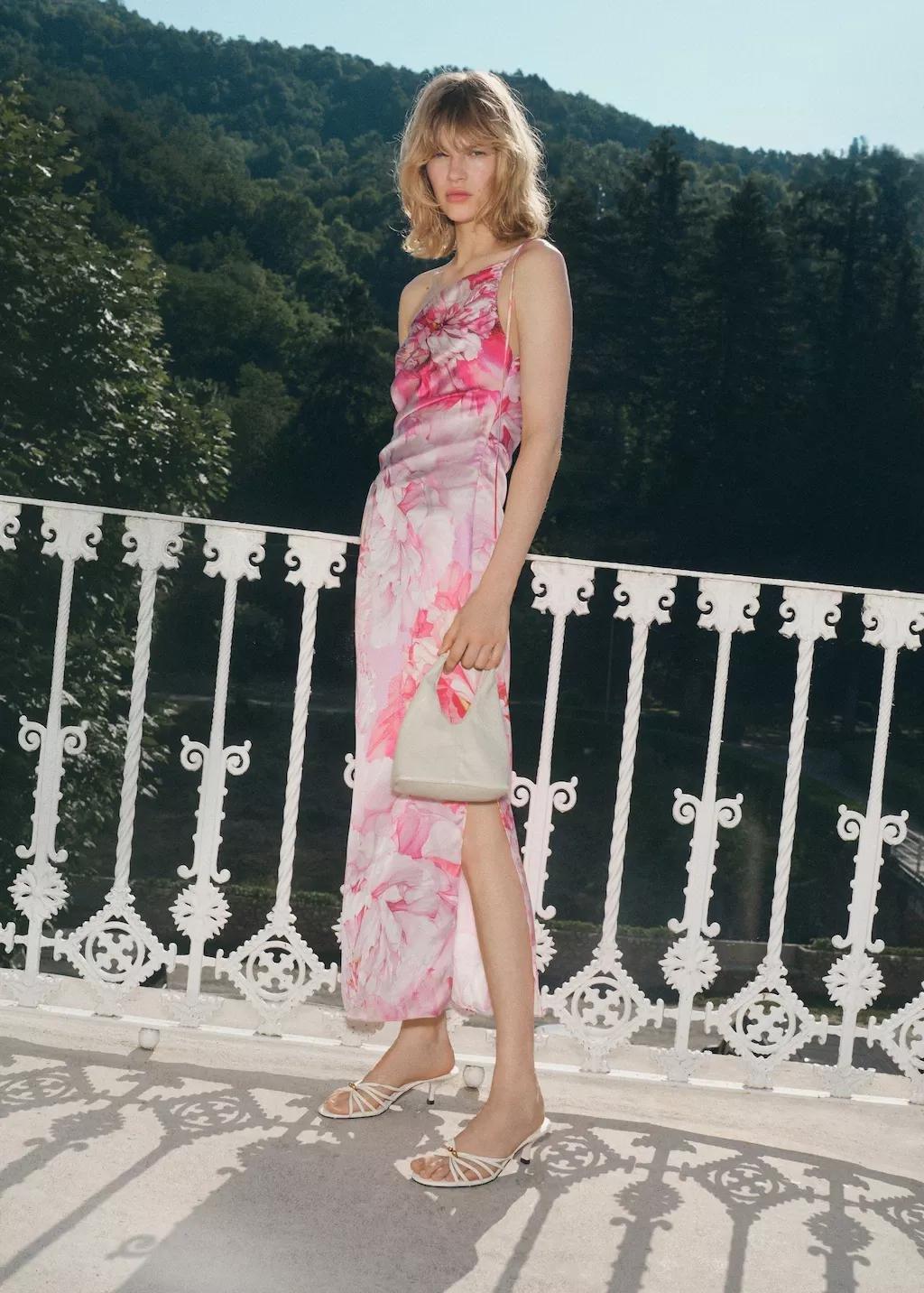 LT-PASTEL PURPLE Floral asymmetric satin dress, , large image number 1