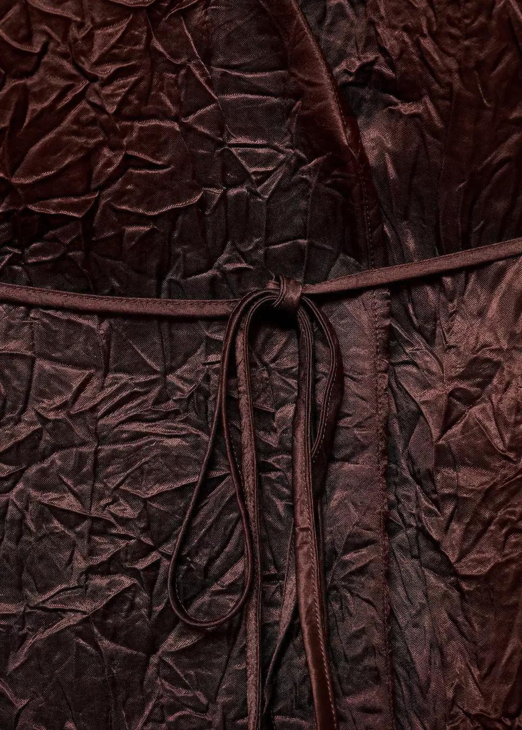 Brown Crumpled Effect Double-Breasted Vest, 0201_32, large image number 12