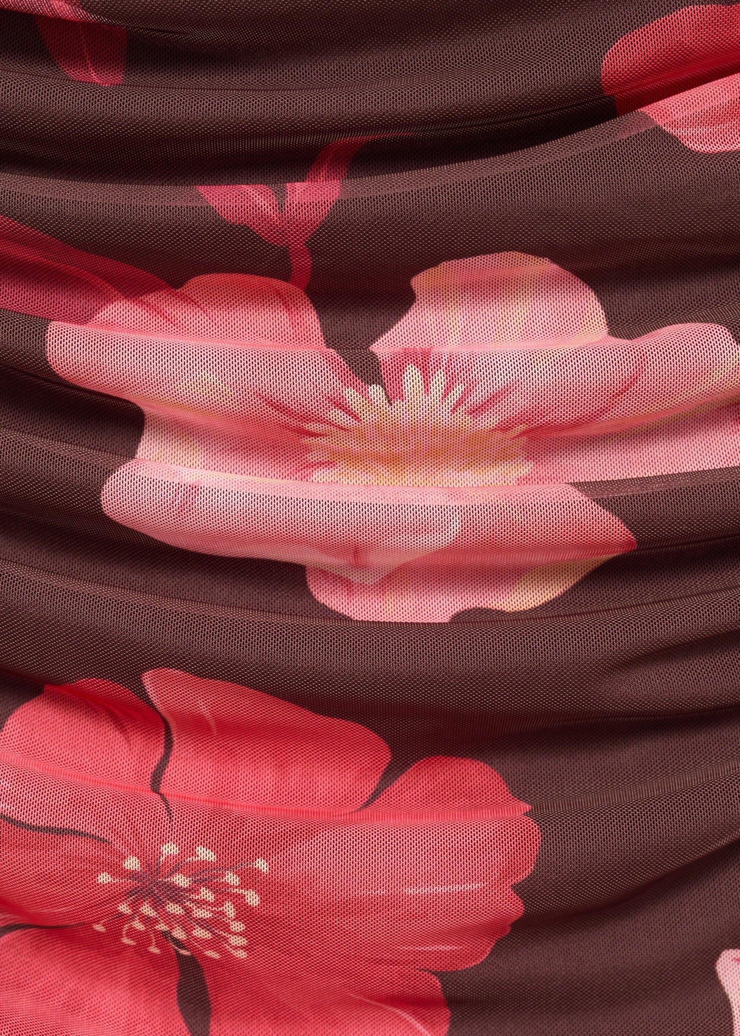 Brown Asymmetrical floral dress, Brown, large image number 0